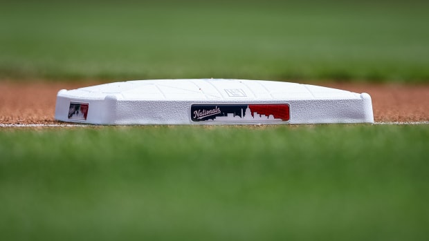 Mar 28, 2023; Washington, District of Columbia, USA; A general view of the third base bag during the second inning of the Spring Training game between the Washington Nationals and the New York Yankees at Nationals Park.